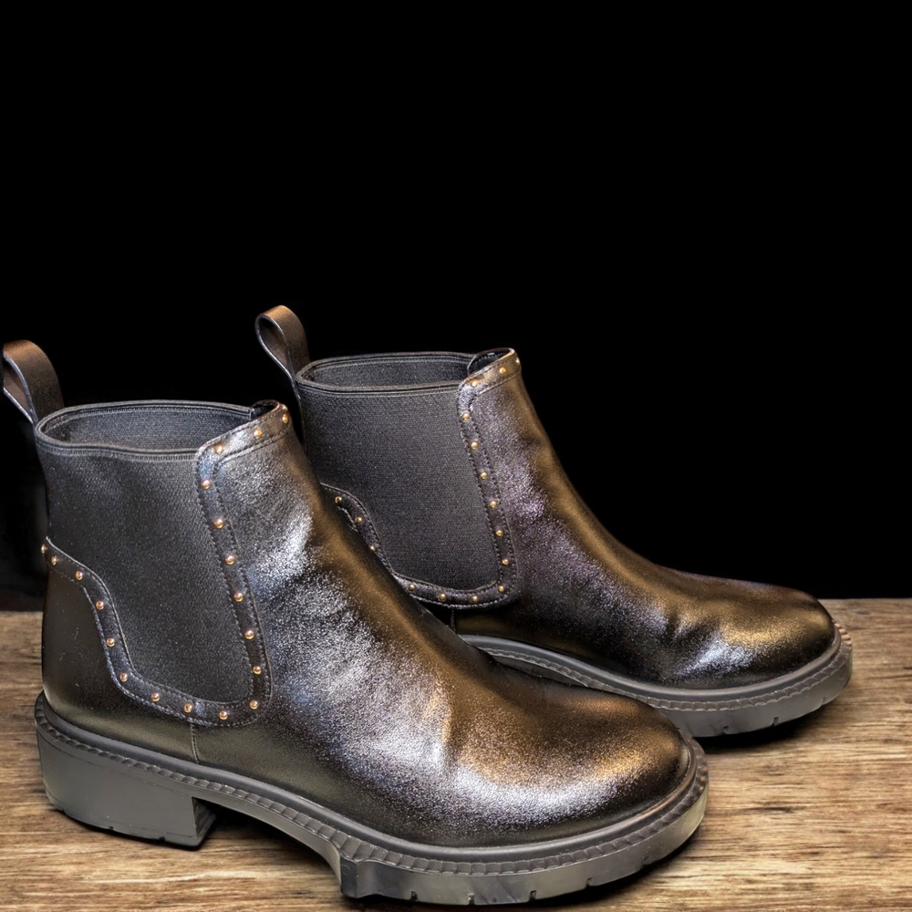 Stylish Coach Black Ankle Boots with Studded Detail